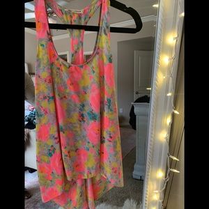 Neon high low blouse